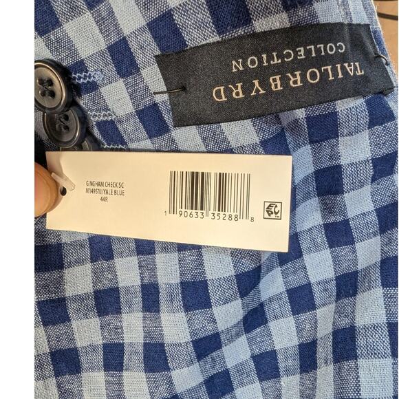 NEW Taylorbyrd 44R Men's Linen / Cotton Yale Blue Checkered Blazer - Picture 8 of 11